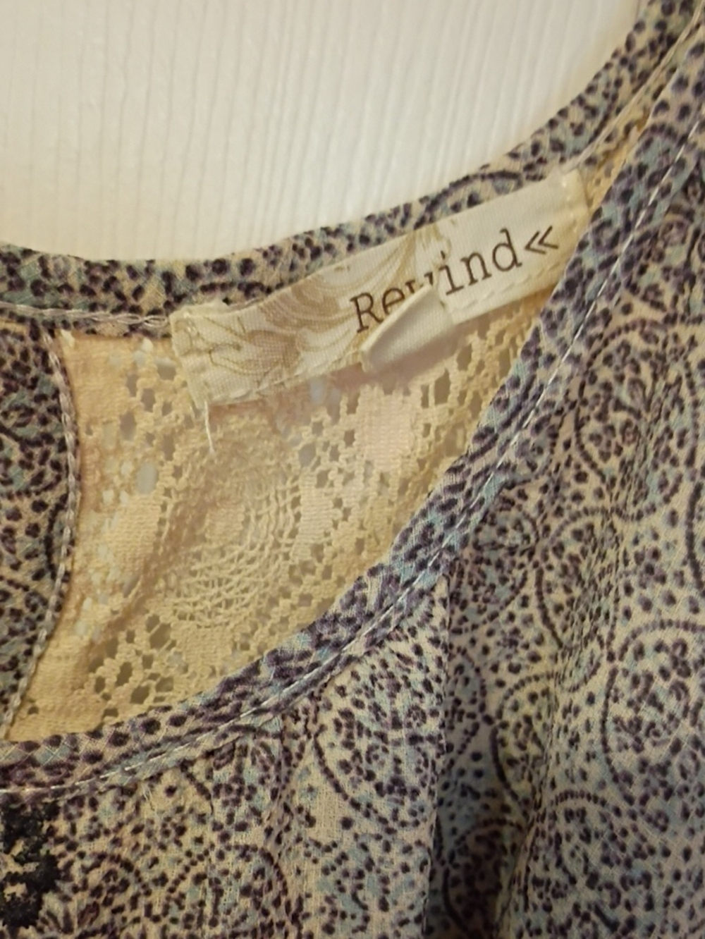 Rewind Ladies Cold Shoulder Woven Printed Sleeveless Tank Top in Beige - Picture 2 of 7